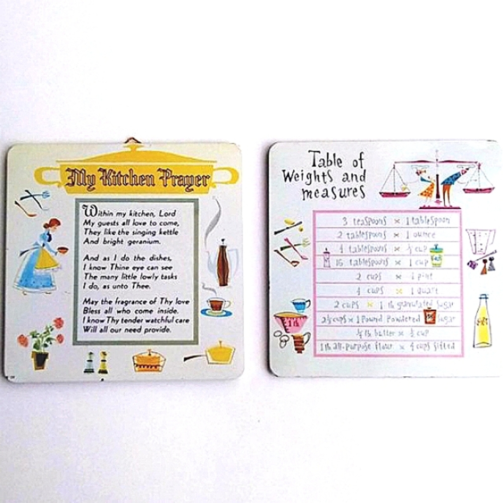 SET OF 2 VINTAGE MID-CENTURY TRIVETS/HOT PADS RETRO KITCHEN SERVEWARE METAL